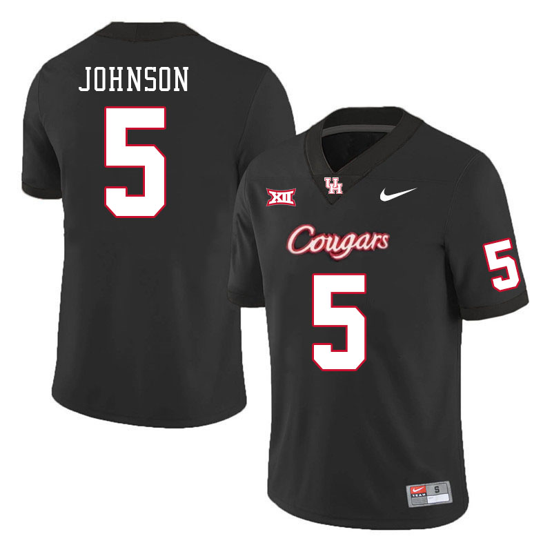 Men #5 Stephon Johnson Houston Cougars College Football Jerseys Stitched-Black